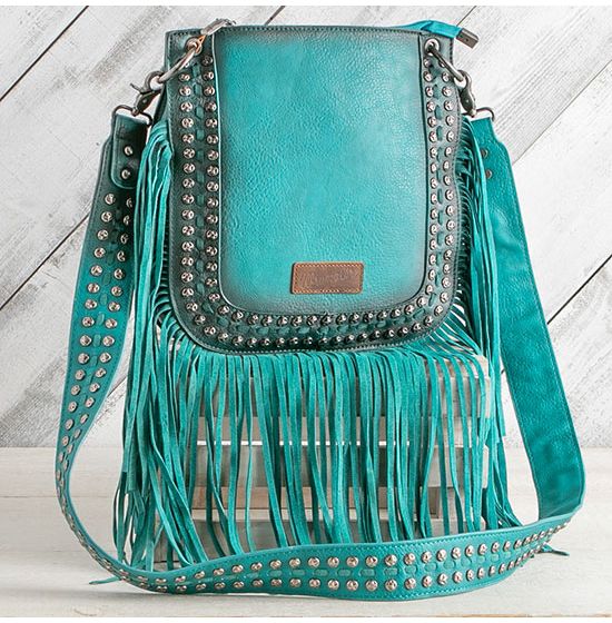 Wrangler Turquoise Studded Fringe Shoulder Bag