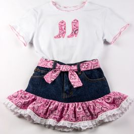 Girls' Pink Bandana Skirt Set