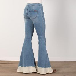 Rock & Roll Denim Bargain Button Bell High-Rise Green Flare Jeans