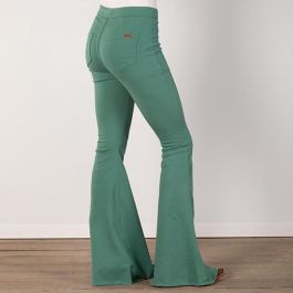 Bargain Bells High Rise Stretch Kelly Green Pull-On Flare Jeans