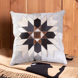 Quilt Patch Genuine Cowhide Pillow