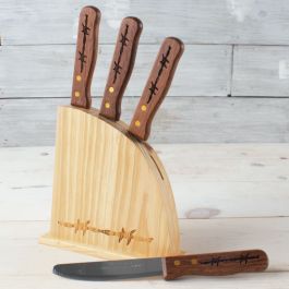 Barbwire Pine Steak Knife Block