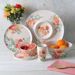 Set of 6 Country plates with floral border