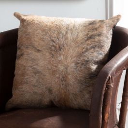 Light Brindle Genuine Cowhide 18x18 Pillow