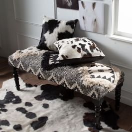 Black and White Tufted Southwest Bench