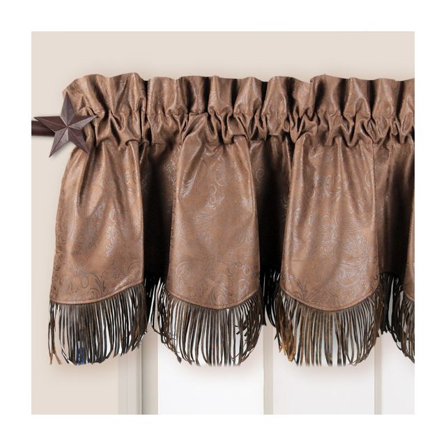 Distressed Brown Fringed Valance