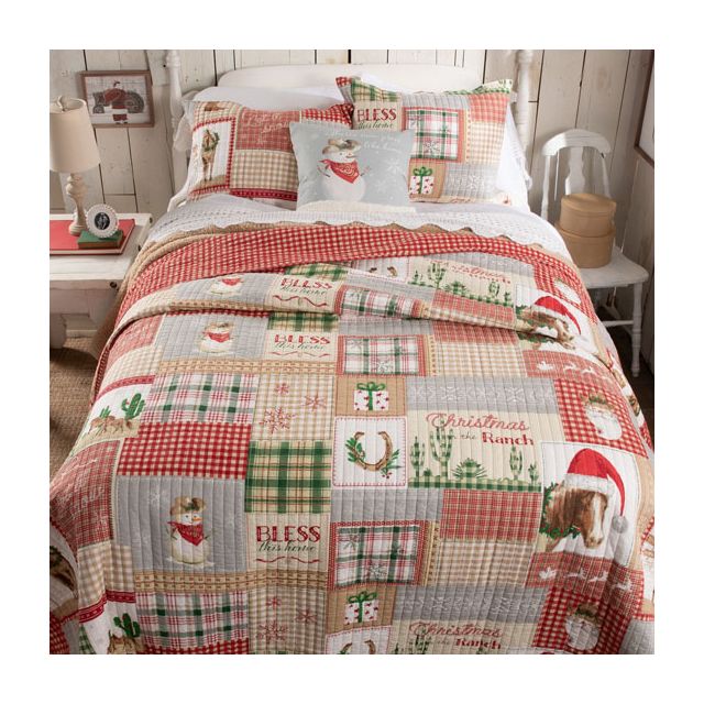 Vintage Winter Horses Quilted Bedding Collection