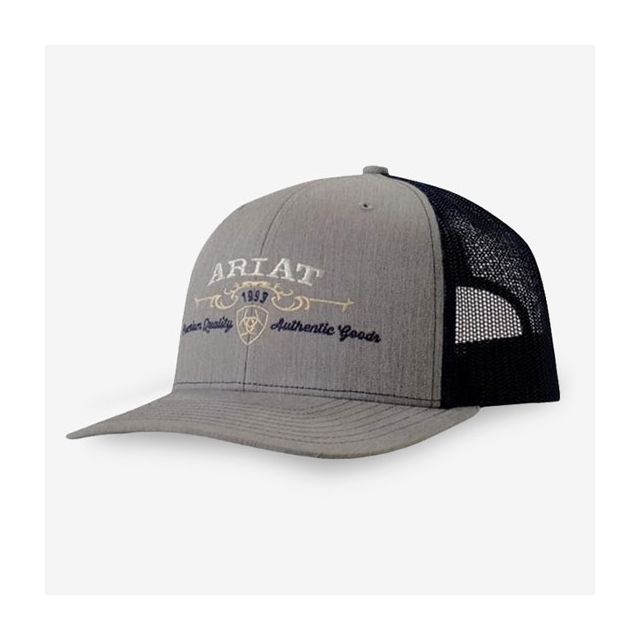 Ariat Grey and Burgundy Mesh Snap Back Ball Cap