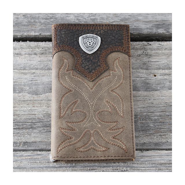 Ariat Medium Brown Boot Stitch Trifold Wallet