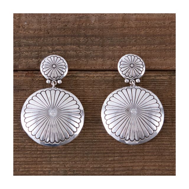 Silver Round Double Concho Earrings – Western Edge, Ltd.