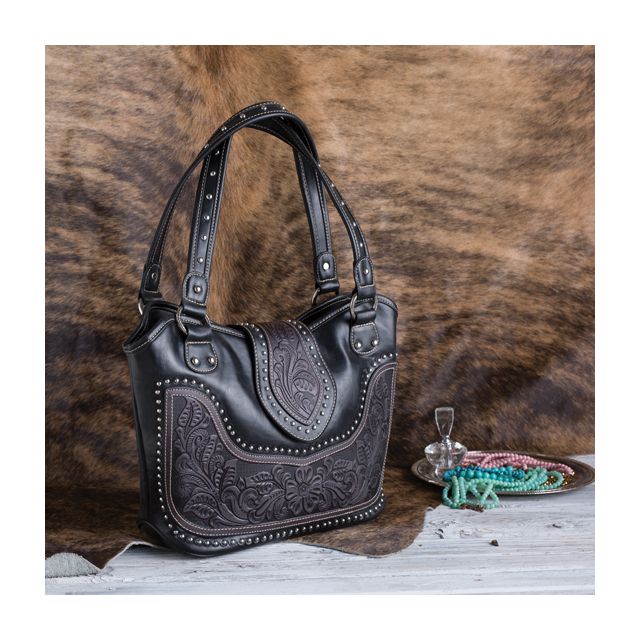 Trinity Ranch Floral Tooled and Aztec Concealed Carry Tote TR153G-8317 AZ -  Stockyard Style